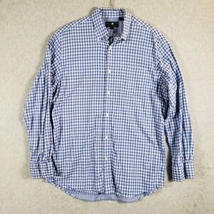 Hart Schaffner Marx Mens XL Blue Gingham Button Down Long Sleeve Dress Shirt